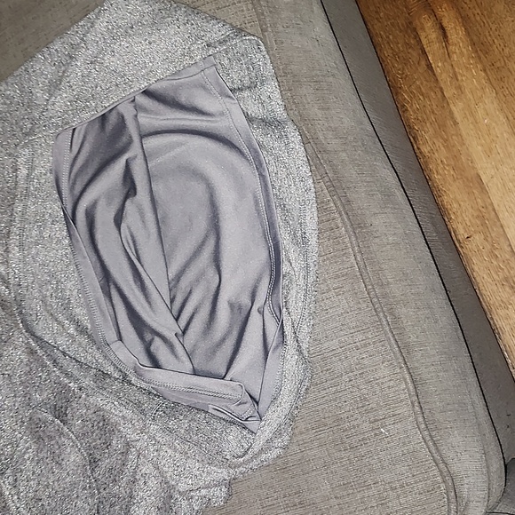 WHBM size small. Gray subtly sparkly metallic mockneck dress with bell sleeves. - Picture 6 of 7